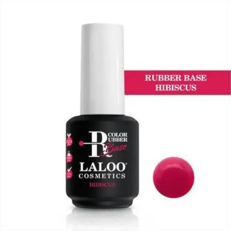 Semi-Permanent Nail Polish Rubber Base Hibiscus Laloo 15ml
