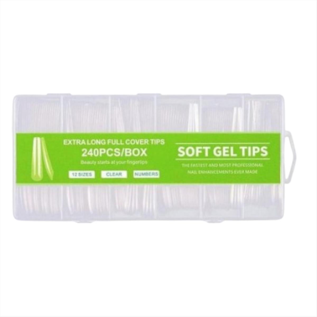 Extra Long Full Cover Soft Gel Tips 12 Size 240pcs Ballet
