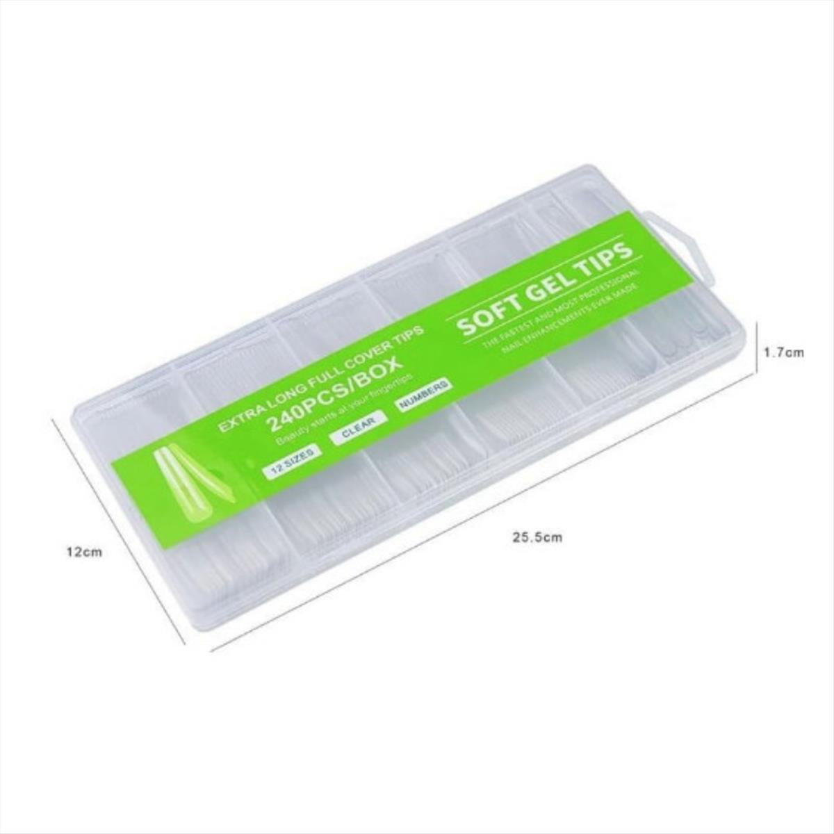 Extra Long Full Cover Soft Gel Tips 12 Size 240pcs Ballet