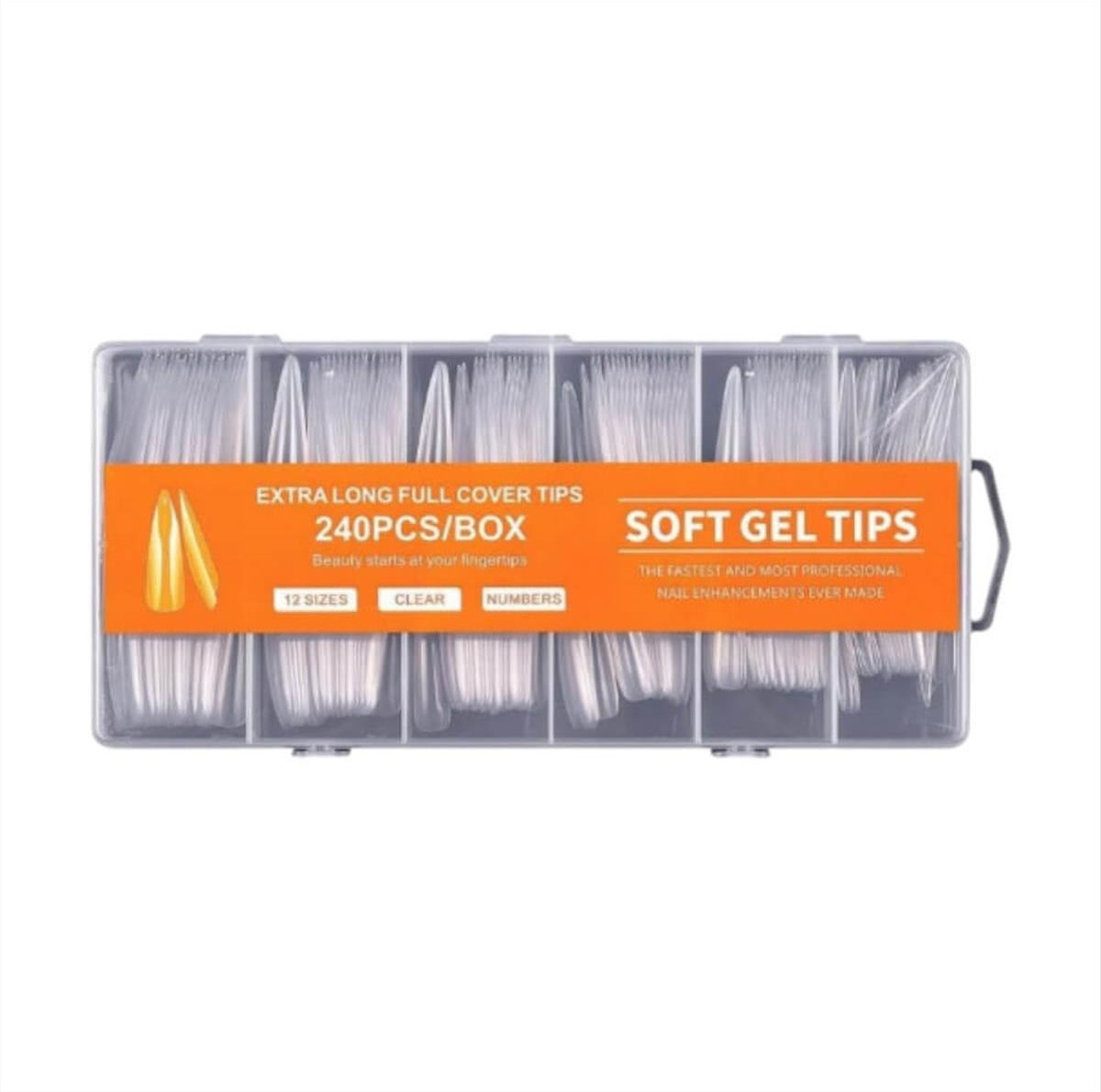 Extra Long Full Cover Soft Gel Tips 12 Size 240pcs