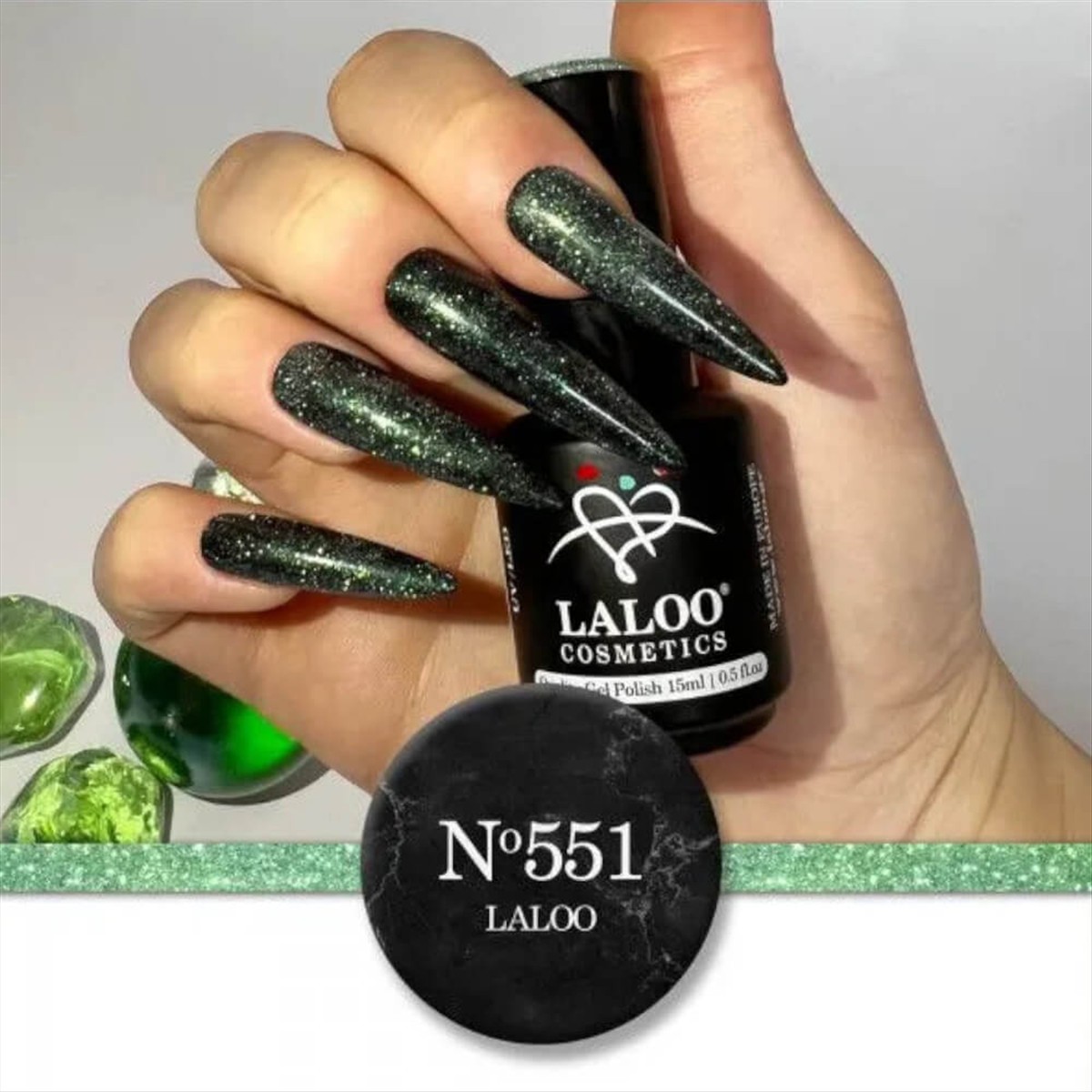 Ημιμόνιμο Βερνίκι 551 Charming Effect Green Laloo 15ml