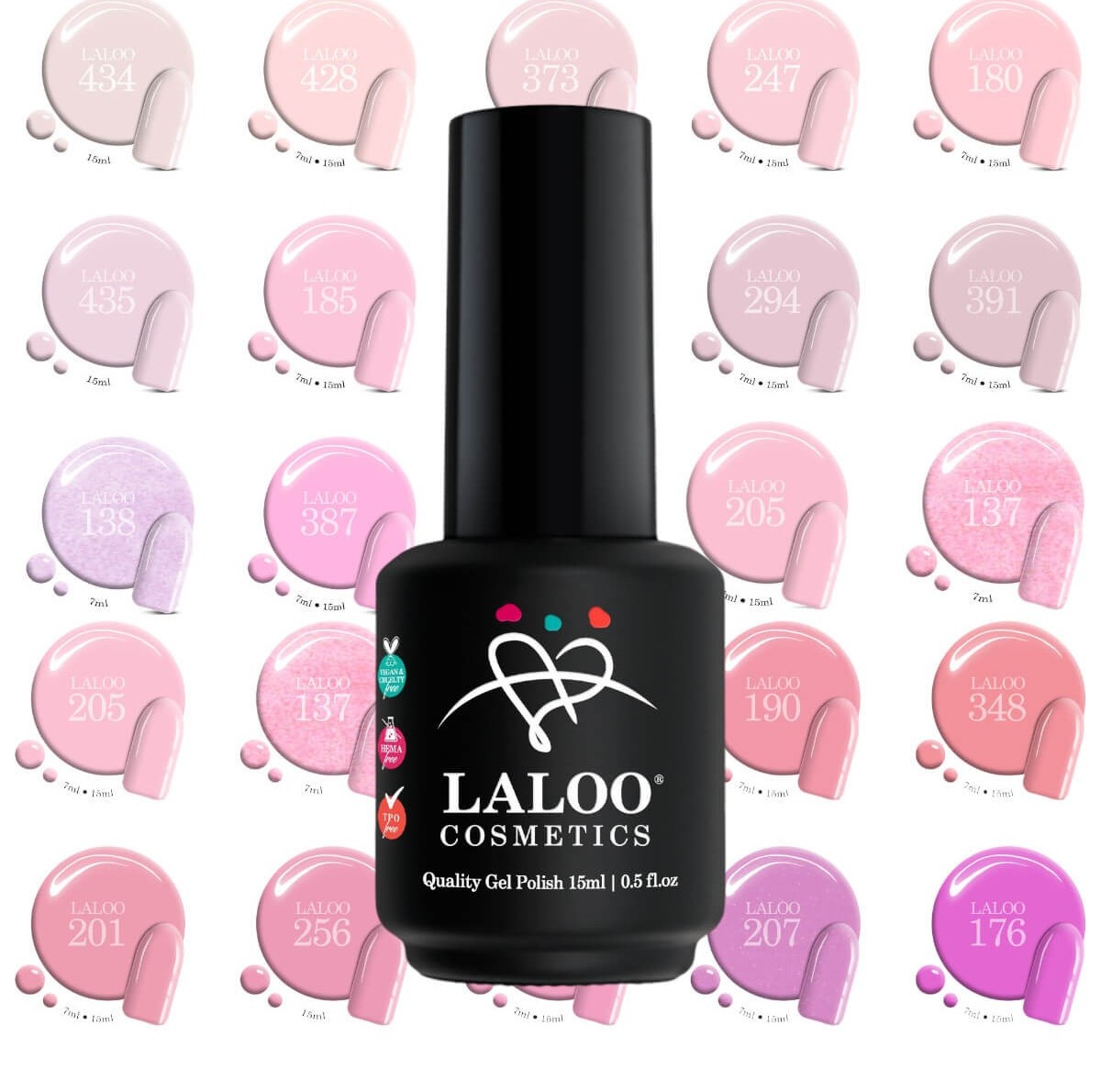 Semi-permanent Nail Polish Pink Colors Laloo 15ml