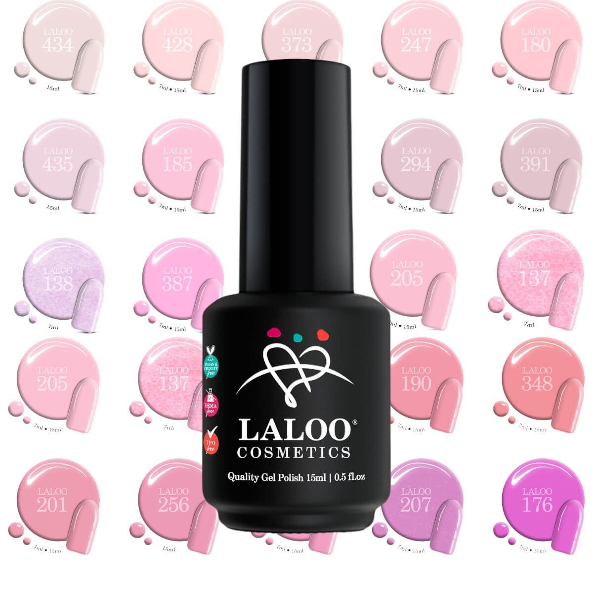 Semi-permanent Nail Polish Pink Colors Laloo 15ml Semi-permanent Nail Polish Pink Colors Laloo 15ml