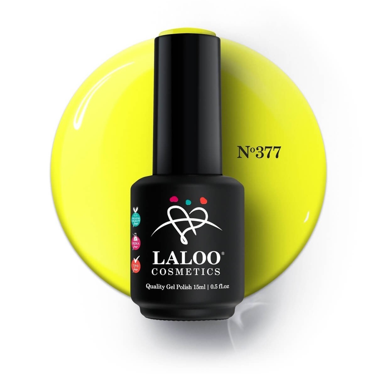 Semi-permanent Nail Polish 377 Yellow Neon Laloo 15ml