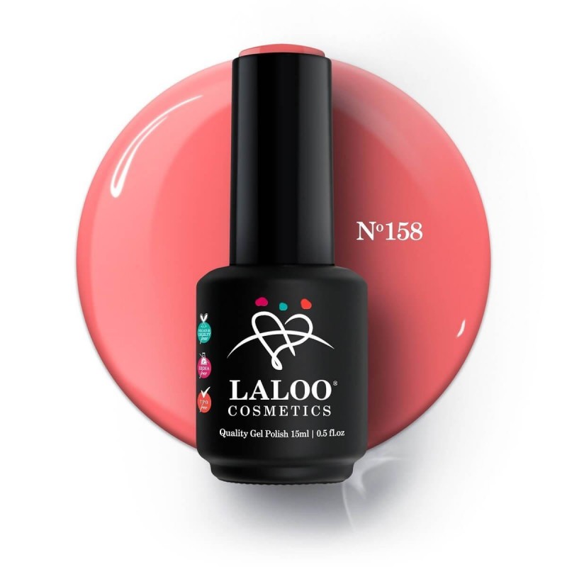 Semi-permanent Nail Polish 158 Coral-Pink intense neon Laloo 15ml