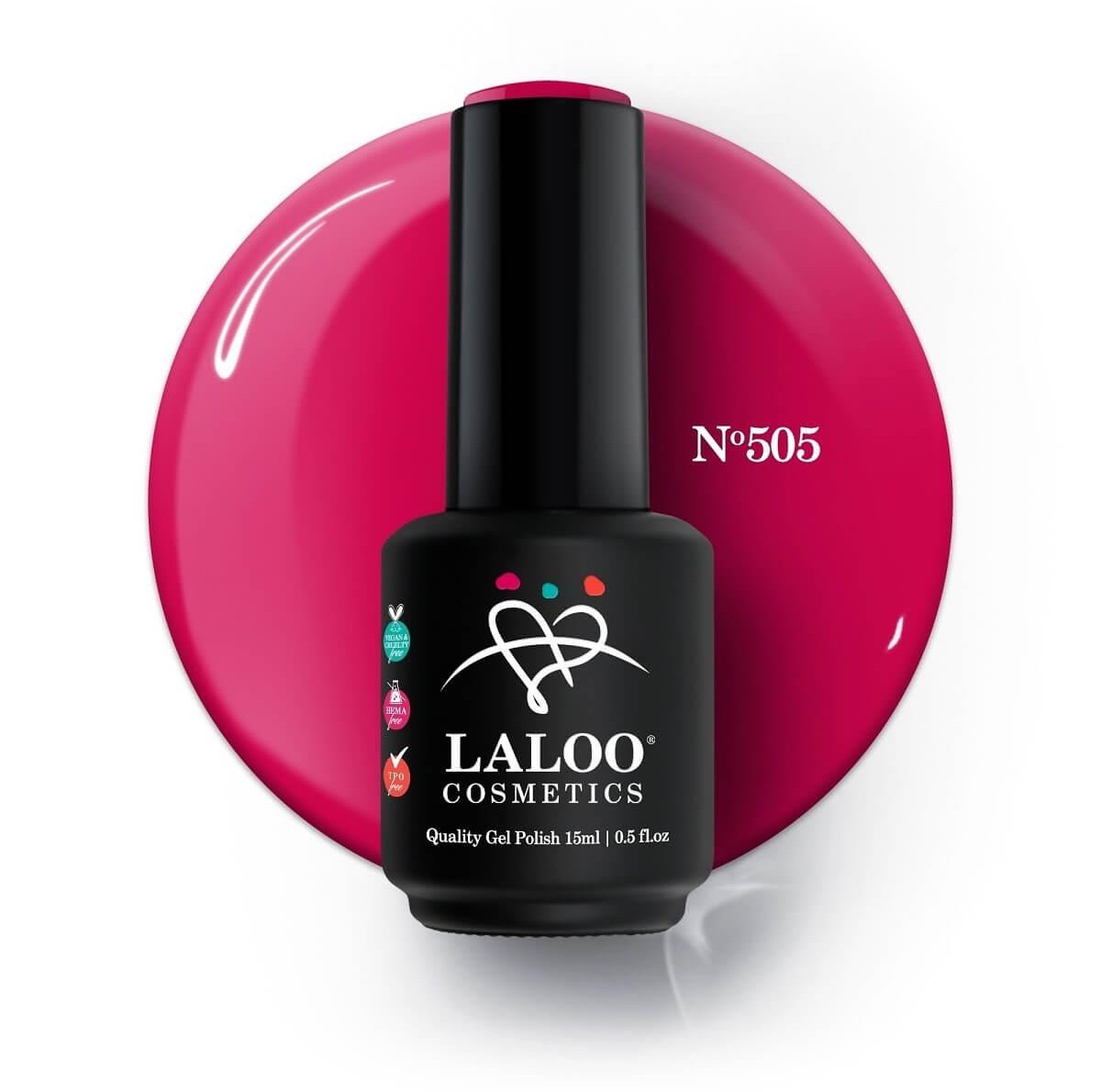 Ημιμόνιμο βερνίκι 505 Φούξια τριανταφυλλί έντονο 15ml Laloo