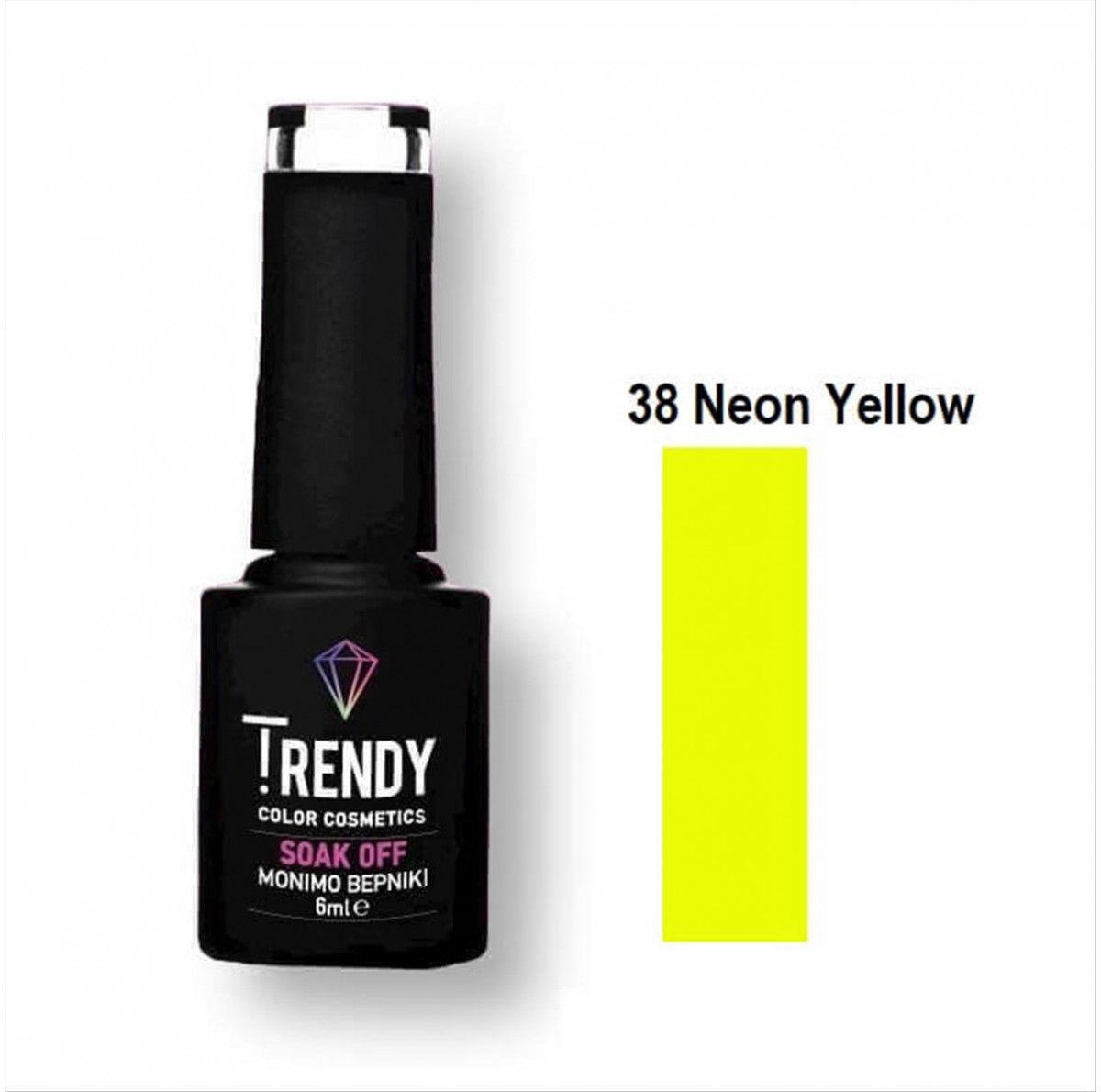 Trendy Soak Off No38 Neon Yellow 6ml
