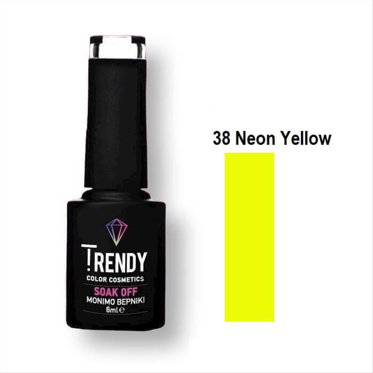 Trendy Soak Off No38 Neon Yellow 6ml