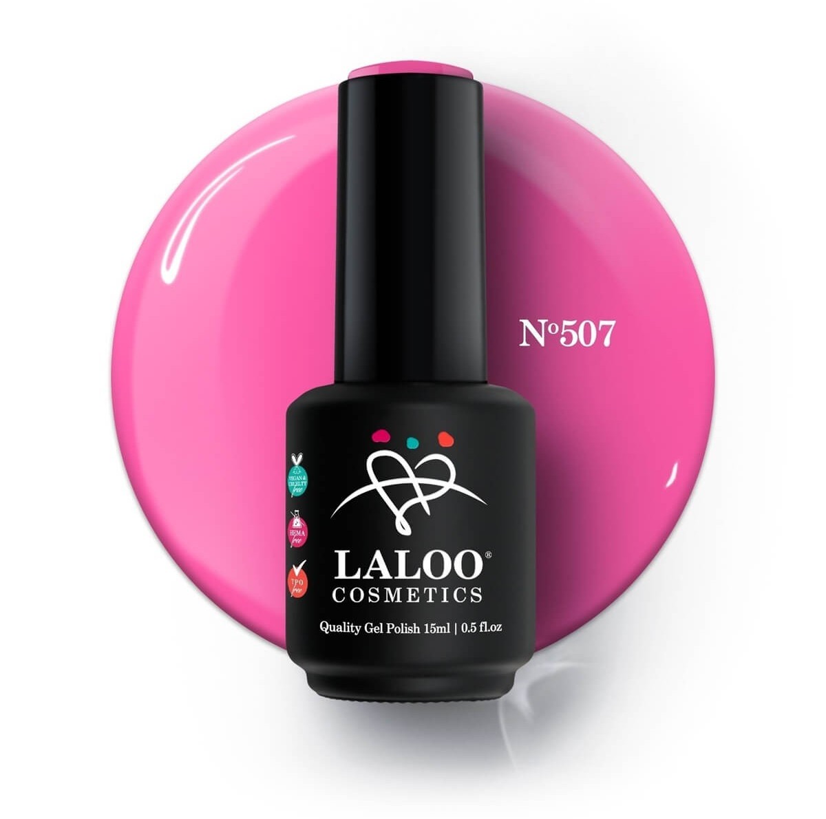Semi-permanent Nail Polish 507 Pink Neon Laloo 15ml