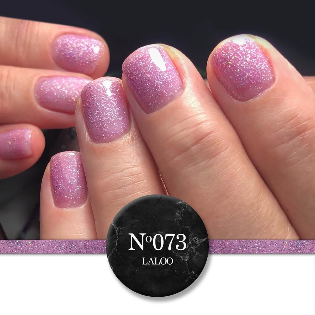 Semi-permanent Nail Polish 073 Pink Glitter Holographic Laloo 15ml