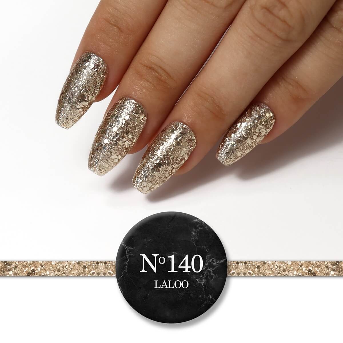 Ημιμόνιμο Βερνίκι 140 Μπρονζέ glitter (χοντρή πούλια) Laloo 15ml
