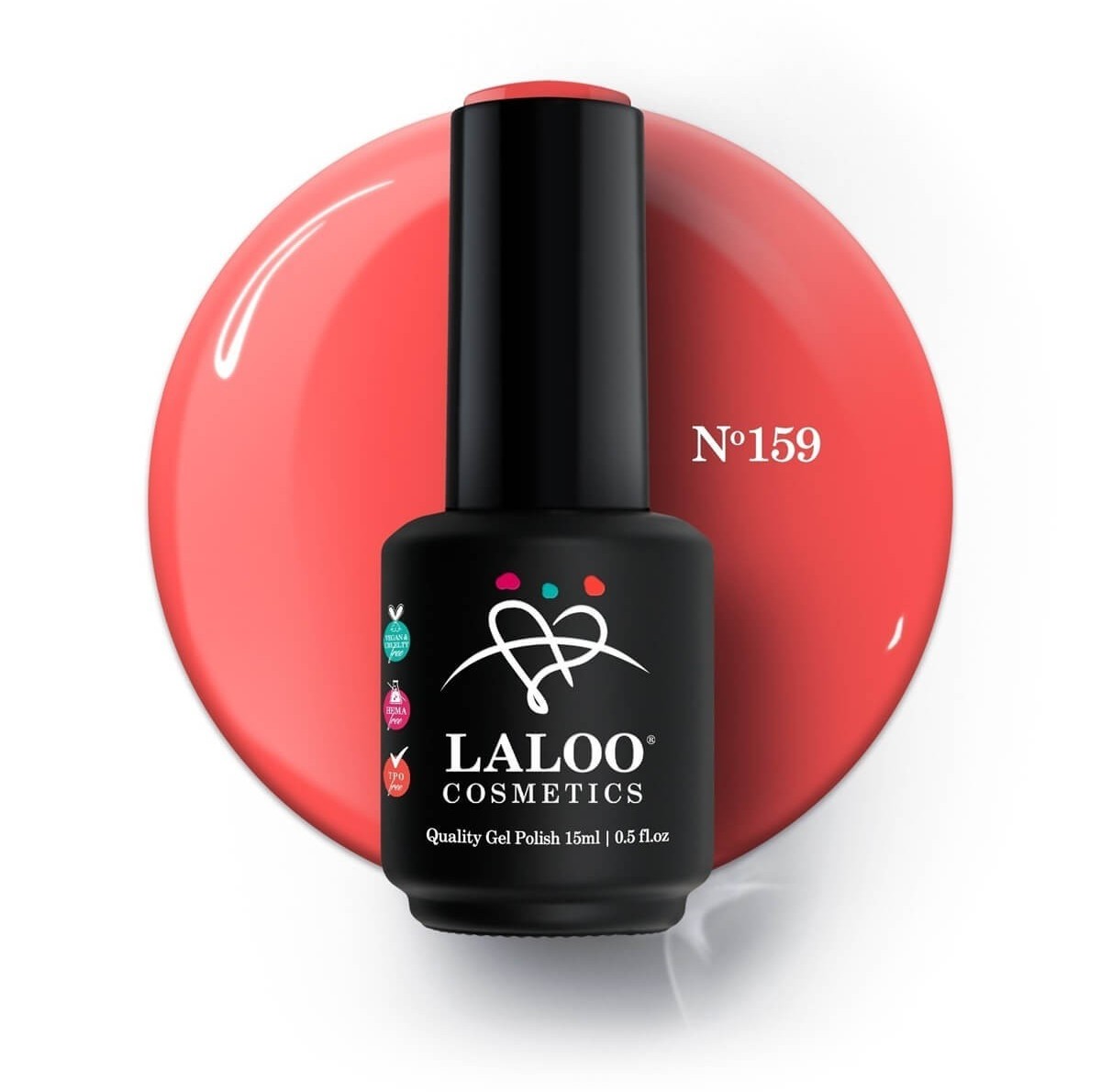 Semi-permanent Nail Polish 159 Intense Neon Coral Laloo 15ml