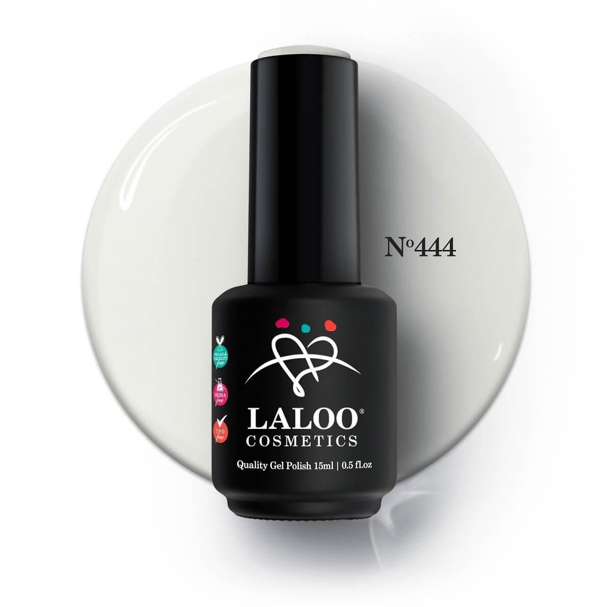 Ημιμόνιμο βερνίκι 444 λευκό (σπασμένο) που γκριζάρει 15ml Laloo