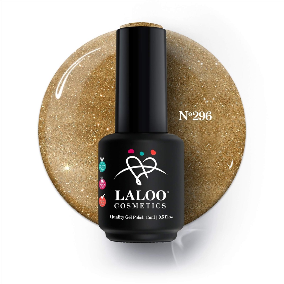 Semi-permanent Nail Polish 296 Gold glitter fine grain Laloo 15ml