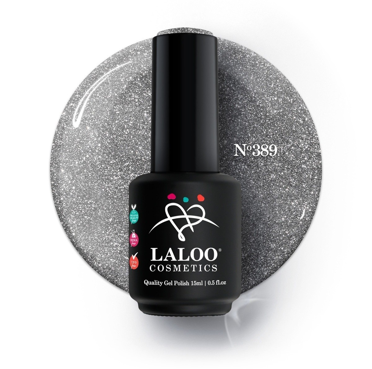 Ημιμόνιμο Βερνίκι 389 Ασημί μεταλλικό Laloo 15ml