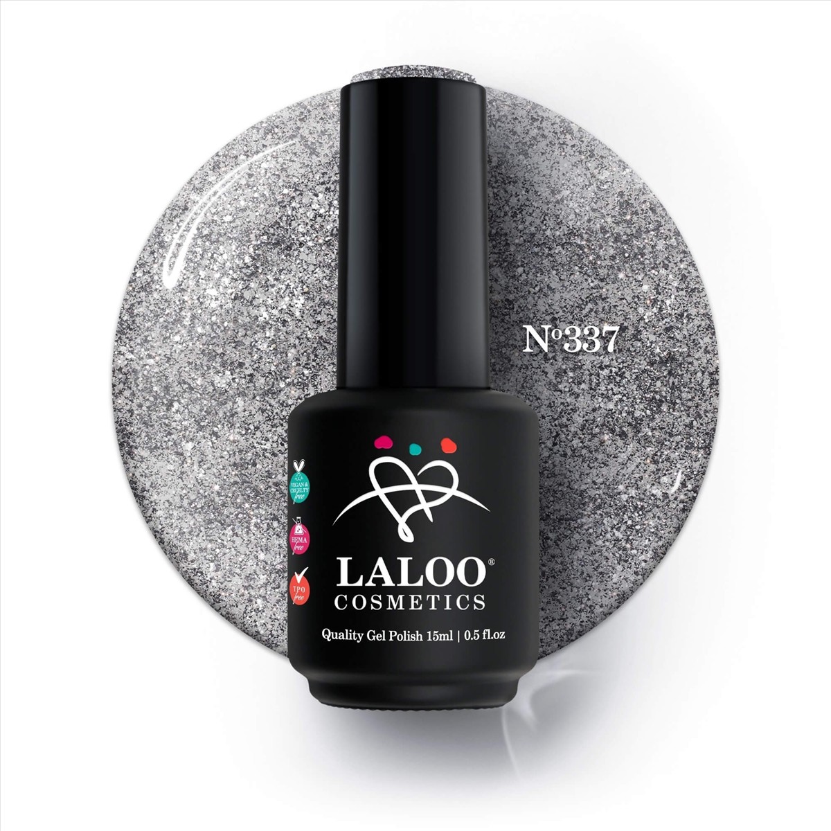 Semi-permanent Nail Polish 337 Silver glitter Laloo 15ml