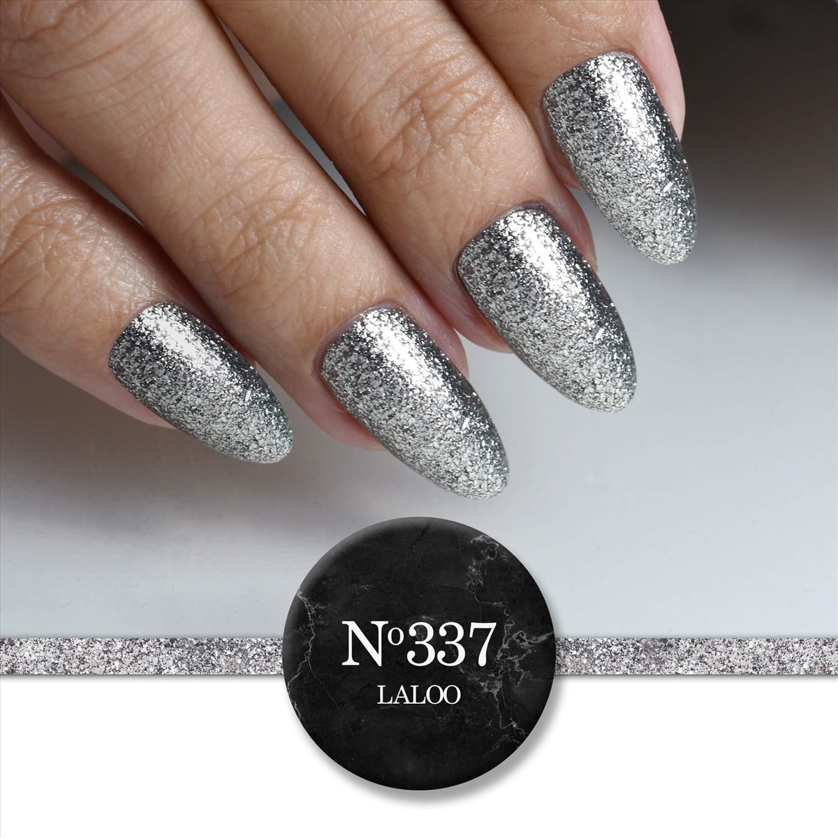 Semi-permanent Nail Polish 337 Silver glitter Laloo 15ml