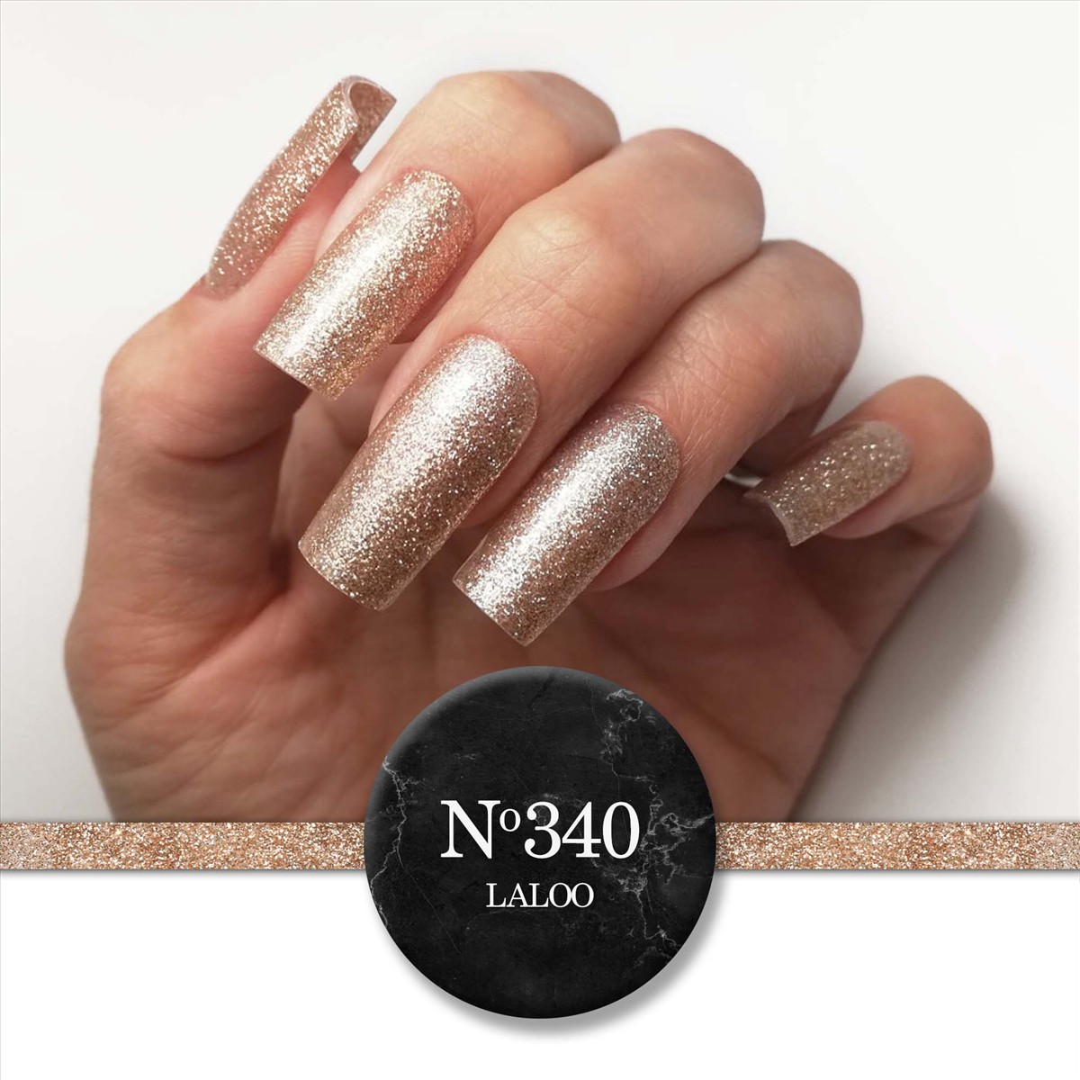 Ημιμόνιμο Βερνίκι 340 Bronze χρυσό με ψιλό glitter Laloo 15ml