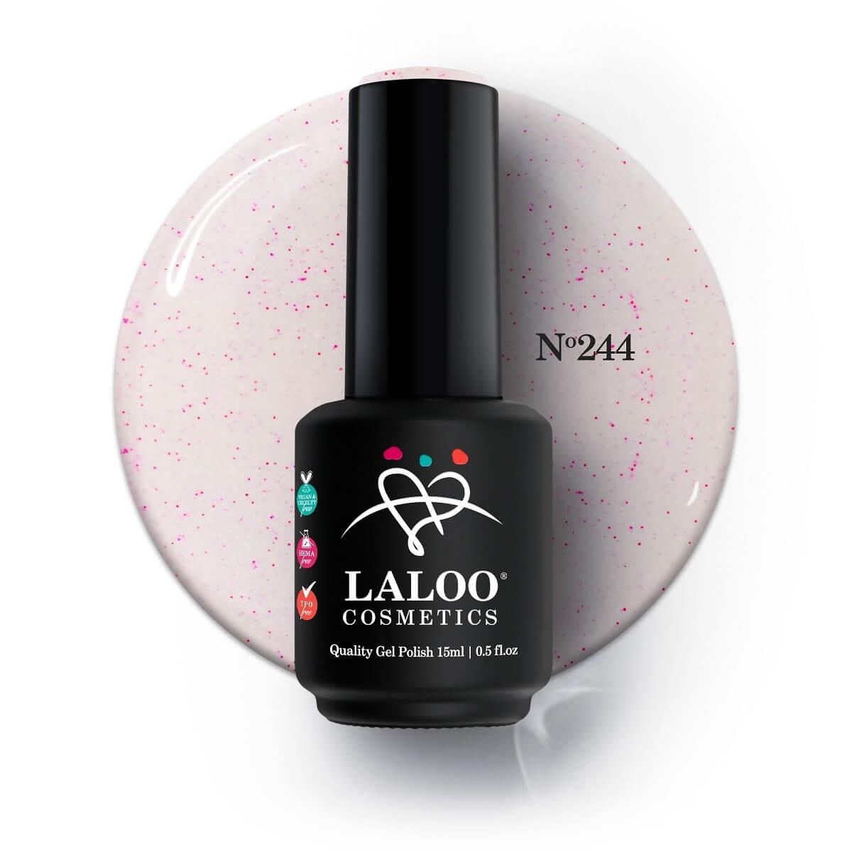 Semi-permanent Nail Polish 244 Pink-Nude with fuchsia pigment, light blue, white 15ml