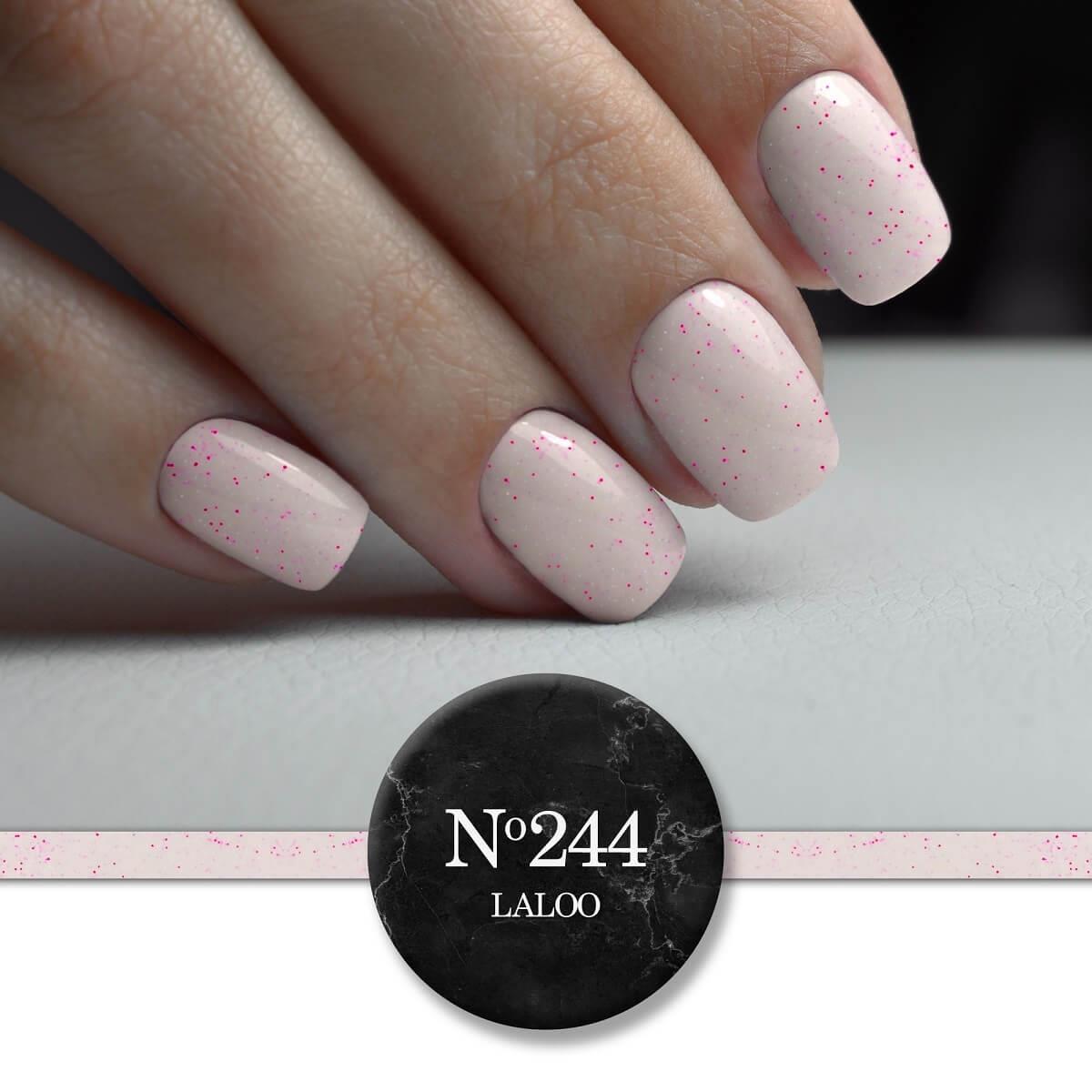Semi-permanent Nail Polish 244 Pink-Nude with fuchsia pigment, light blue, white 15ml