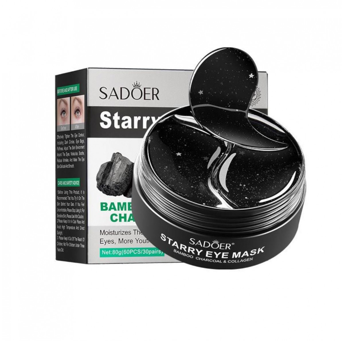 Hydrating Smooth  Starry Eye Mask Bamboo Charcoal Sadoer 60pcs