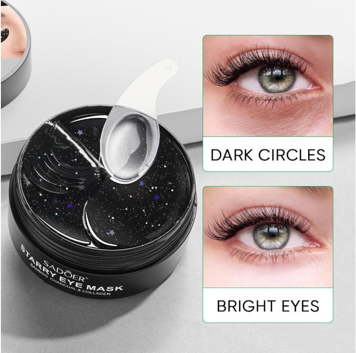 Hydrating Smooth  Starry Eye Mask Bamboo Charcoal Sadoer 60pcs