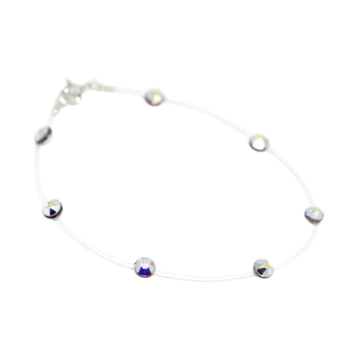 Βραχιόλι Ποδιού με Ιριδίζων Κρύσταλλα Swarovski σε Διάφανη Πετονιά