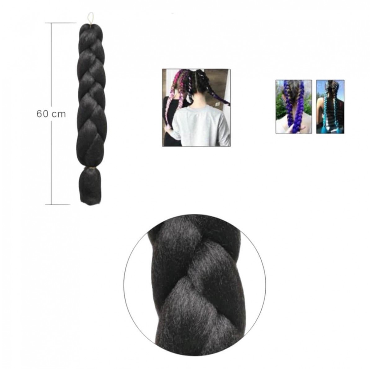 Hair for Dreadlocks Jumbo Braid 1B 60cm