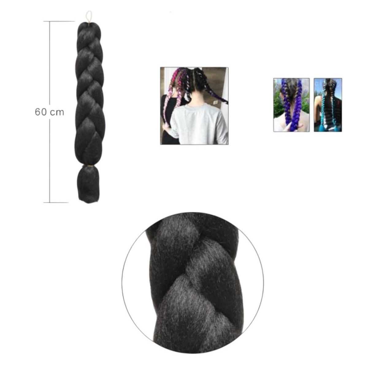 Μαλλιά για Ράστα Jumbo Braid 1B 60cm