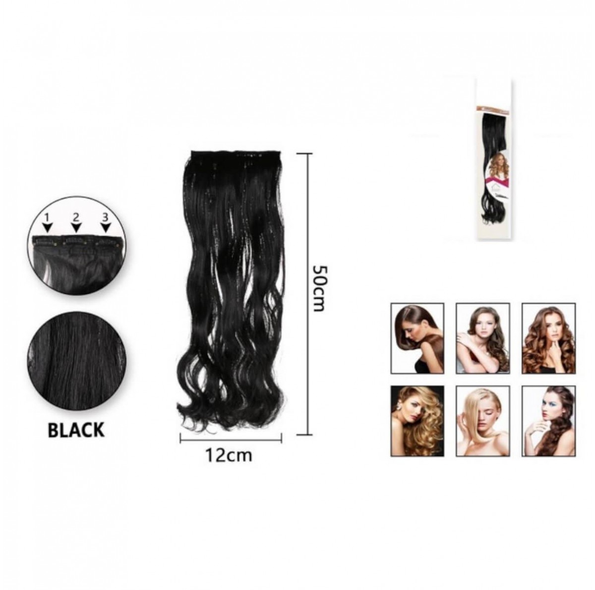 Συνθετική τρέσα μαλλιών HT1B Black