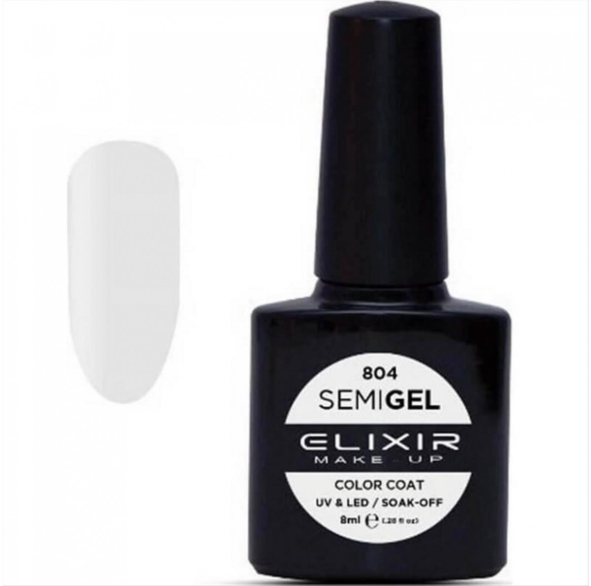 Ημιμόνιμο Βερνίκι Elixir Semi Gel Uv&Led 804 White  8ml