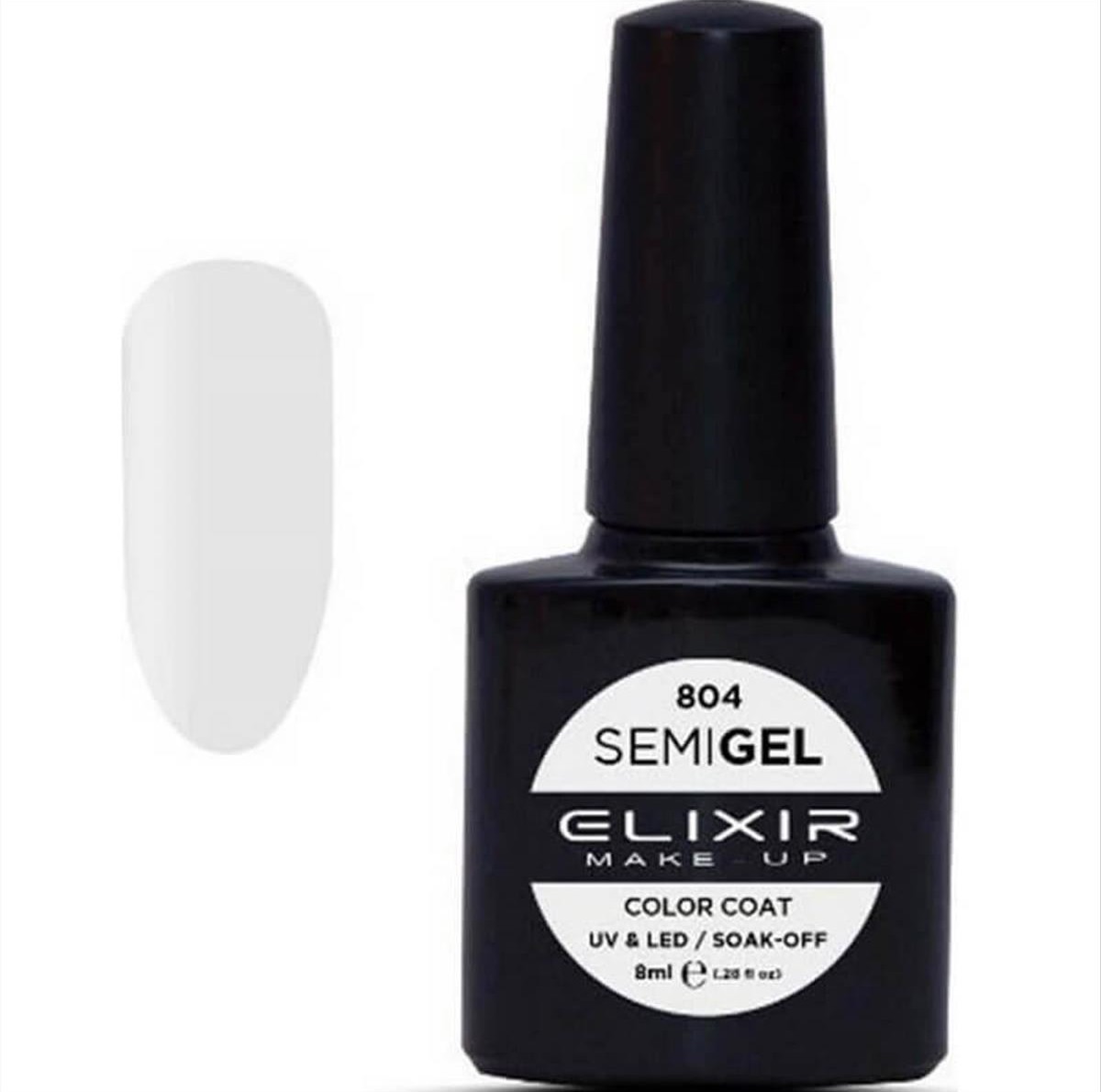 Ημιμόνιμο Βερνίκι Elixir Semi Gel Uv&Led 804 White  8ml