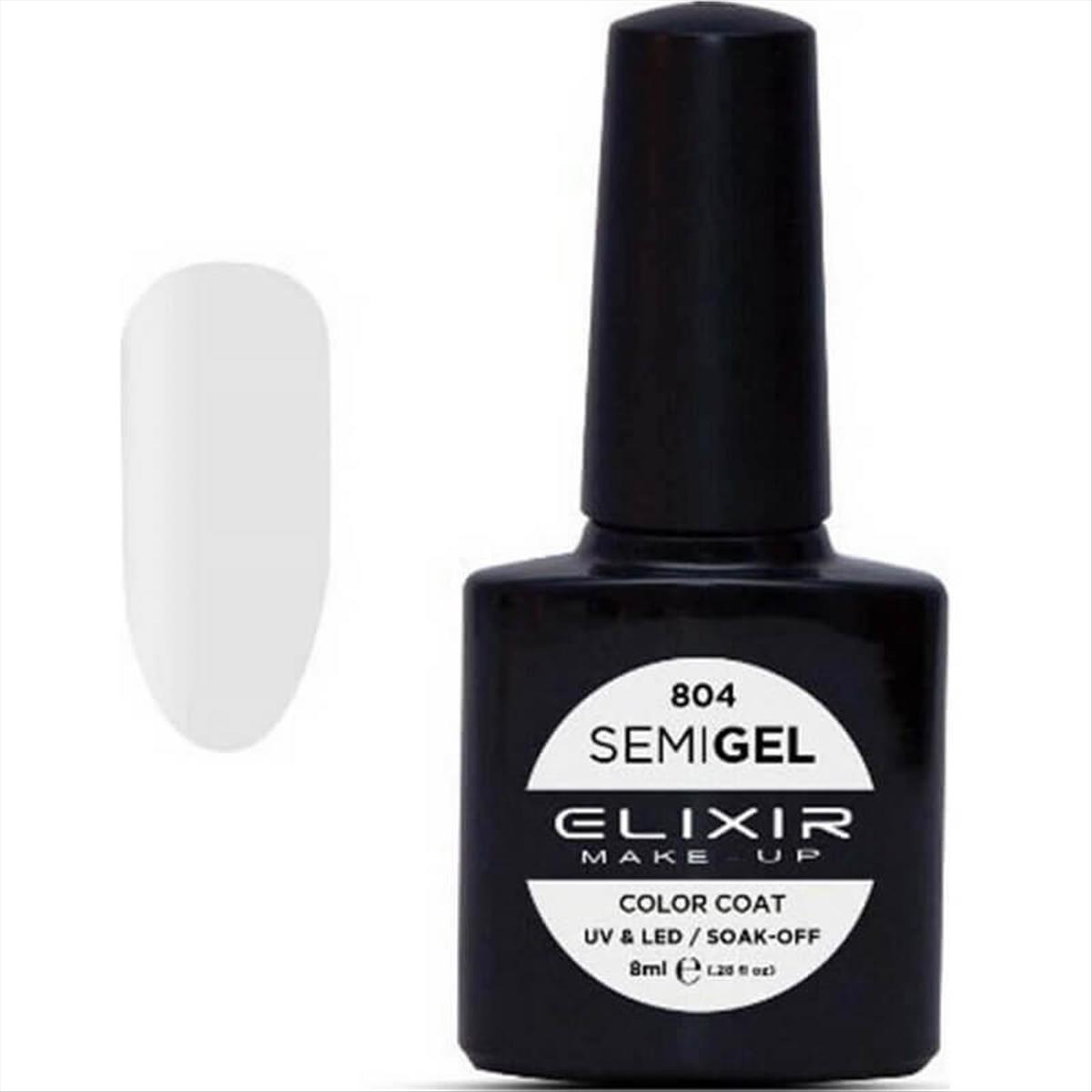 Ημιμόνιμο Βερνίκι Elixir Semi Gel Uv&Led 804 White  8ml