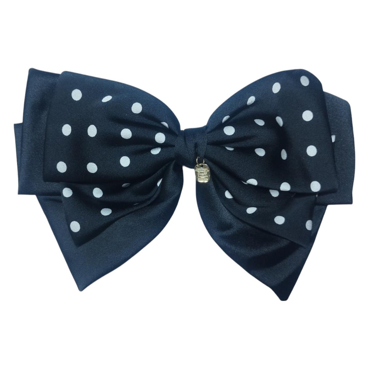 Black Polka Dot air clip with bow