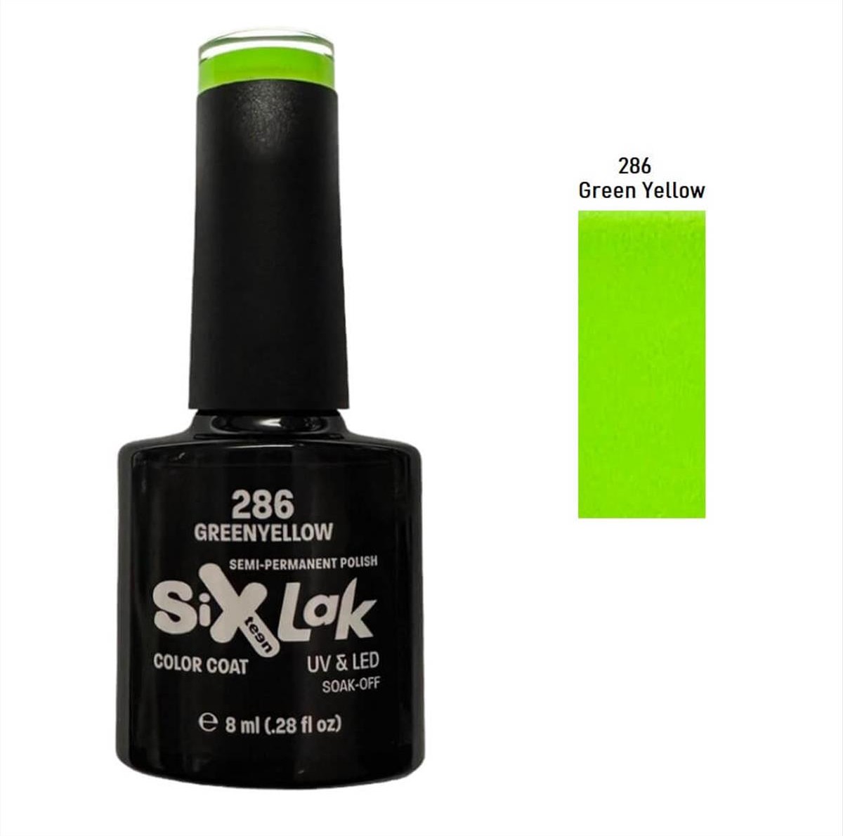 Ημιμόνιμο Βερνίκι SixLak Uv & Led Soak Off No286 Green Yellow 8ml