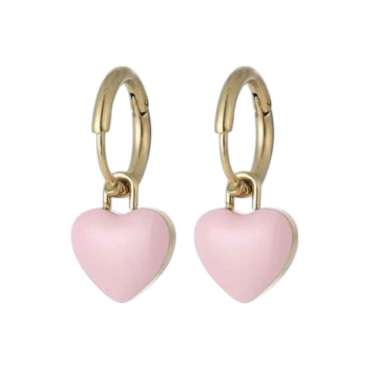 Pink Heart Dangle Earrings