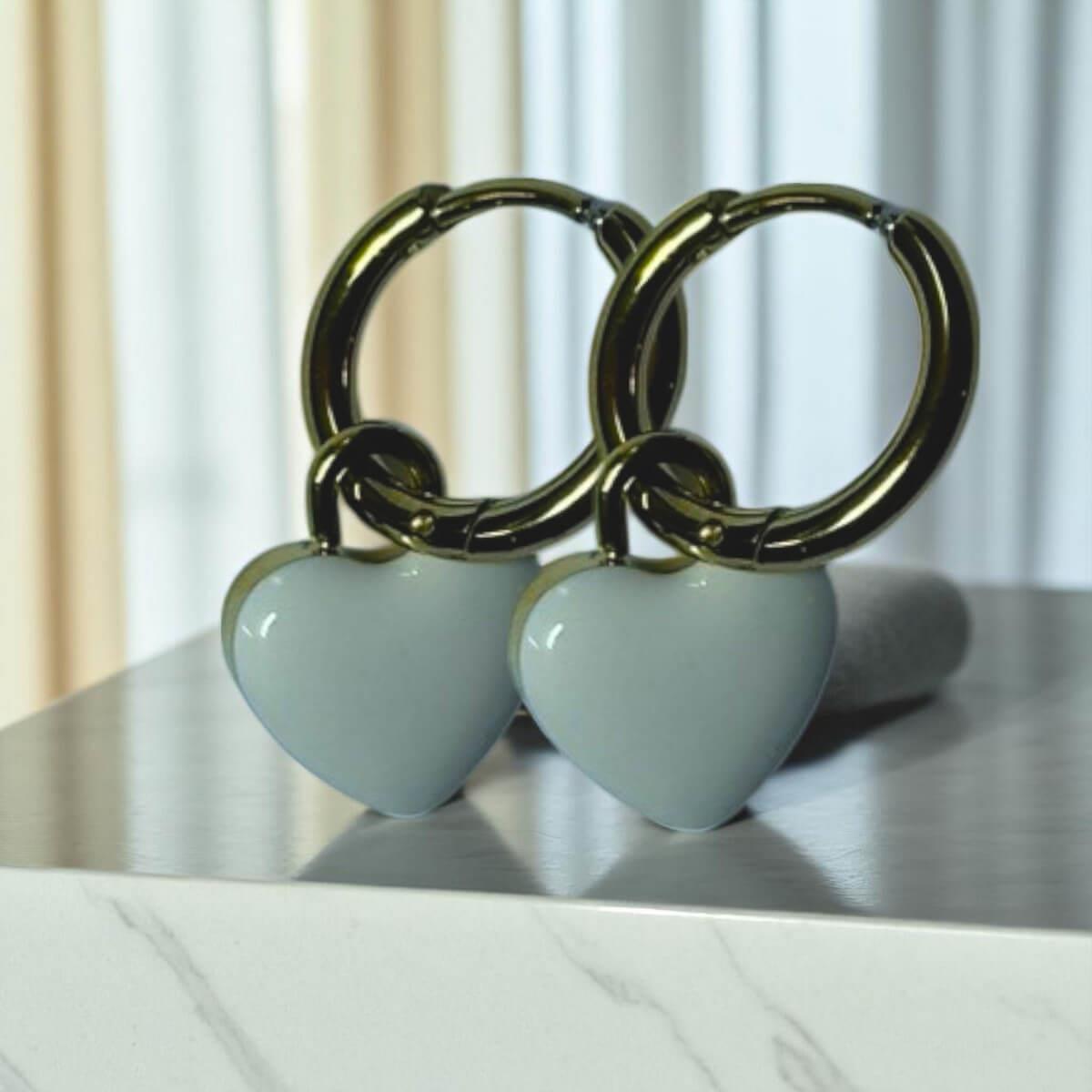 Hard White-Beige Dangle Earrings