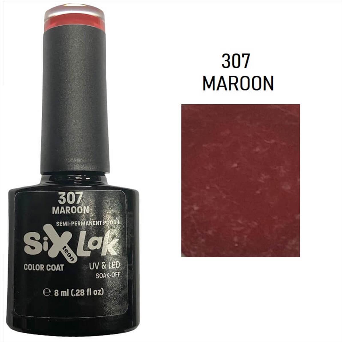 Semi-permanent Varnish SixLak Uv & Led Soak Off 307 Maroon 8ml