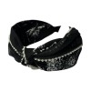 Wide fabric hair clip with pearls black