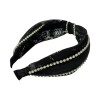 Wide fabric hair clip with pearls black