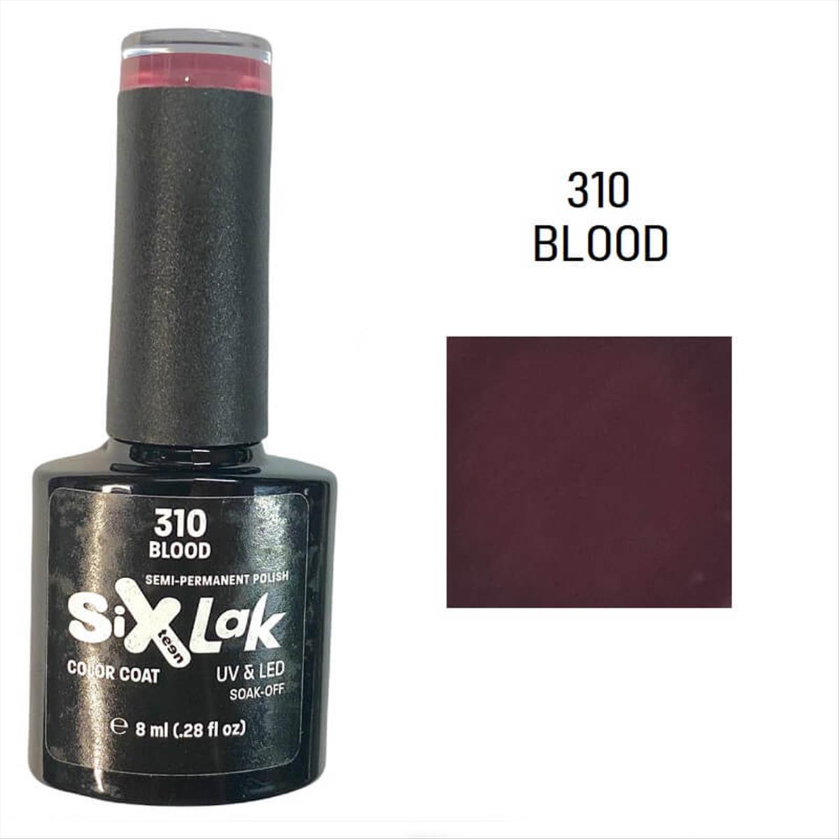 Semi-permanent Varnish SixLak Uv & Led Soak Off 310 Blood 8ml