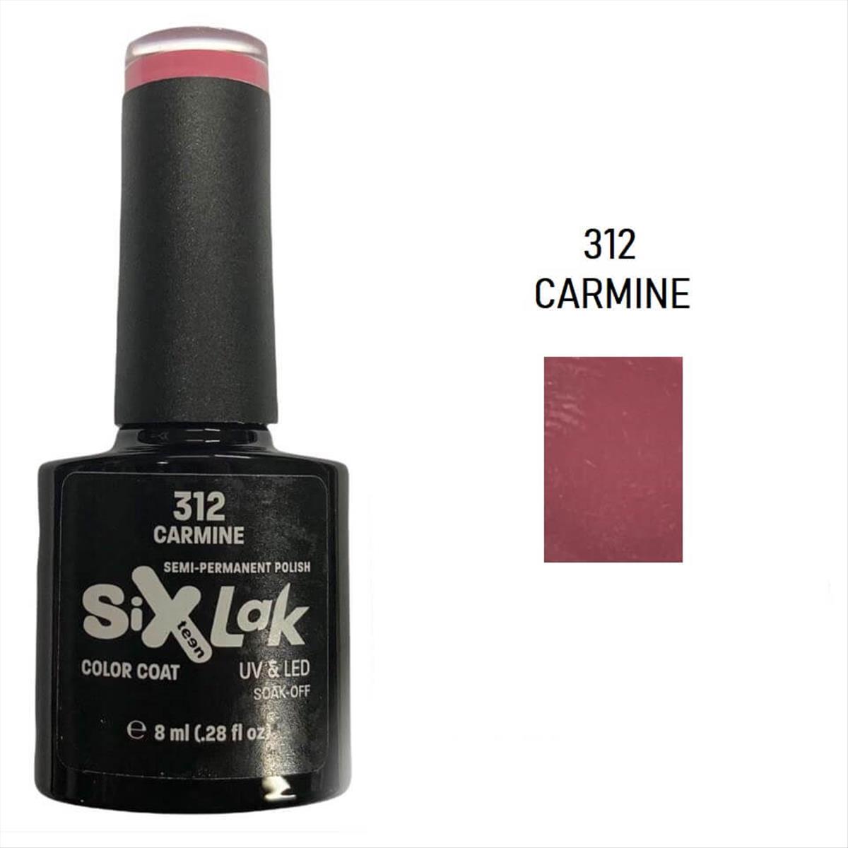 Semi-permanent Varnish SixLak Uv & Led Soak Off 312 Carmine 8ml