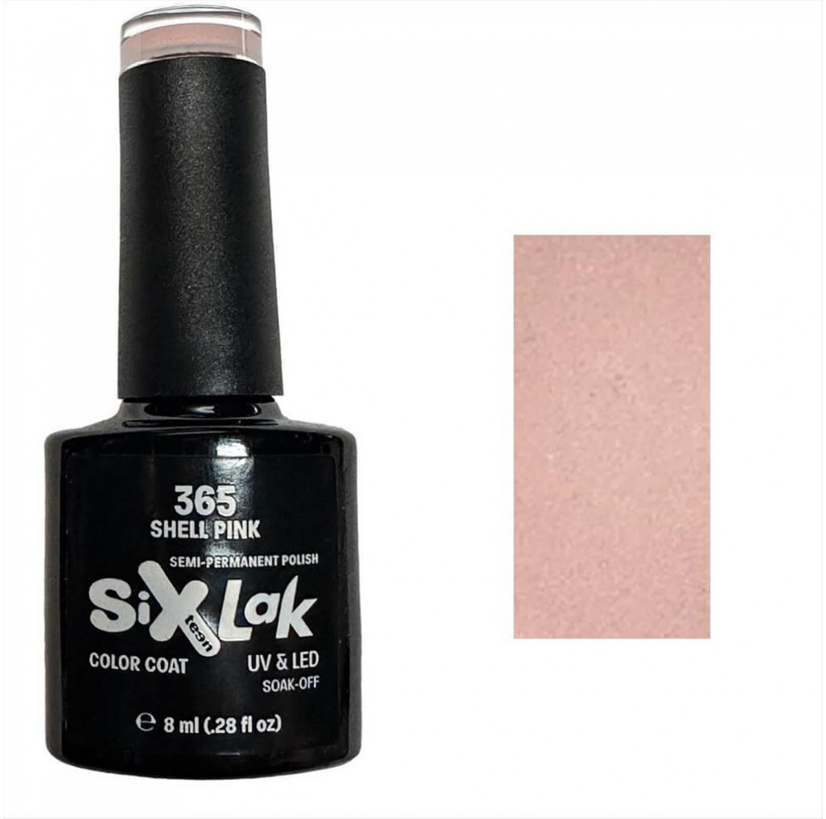 Semi-permanent Varnish SixLak Uv & Led Soak Off No365 Shell Pink 8ml