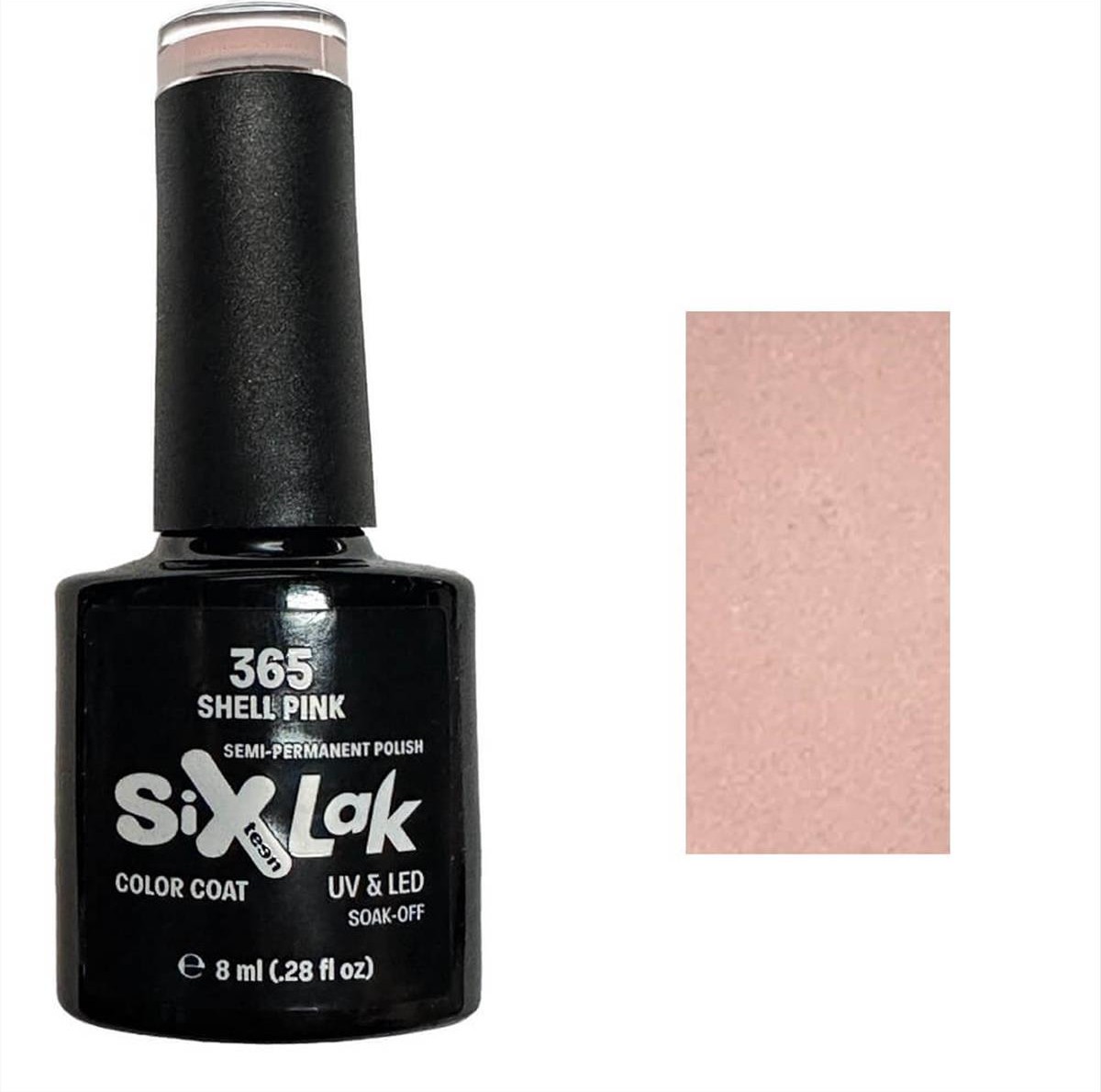 Semi-permanent Varnish SixLak Uv & Led Soak Off No365 Shell Pink 8ml