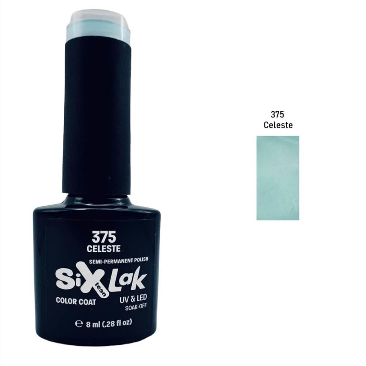 Semi-permanent Varnish SixLak Uv & Led Soak Off No375 Celeste 8ml