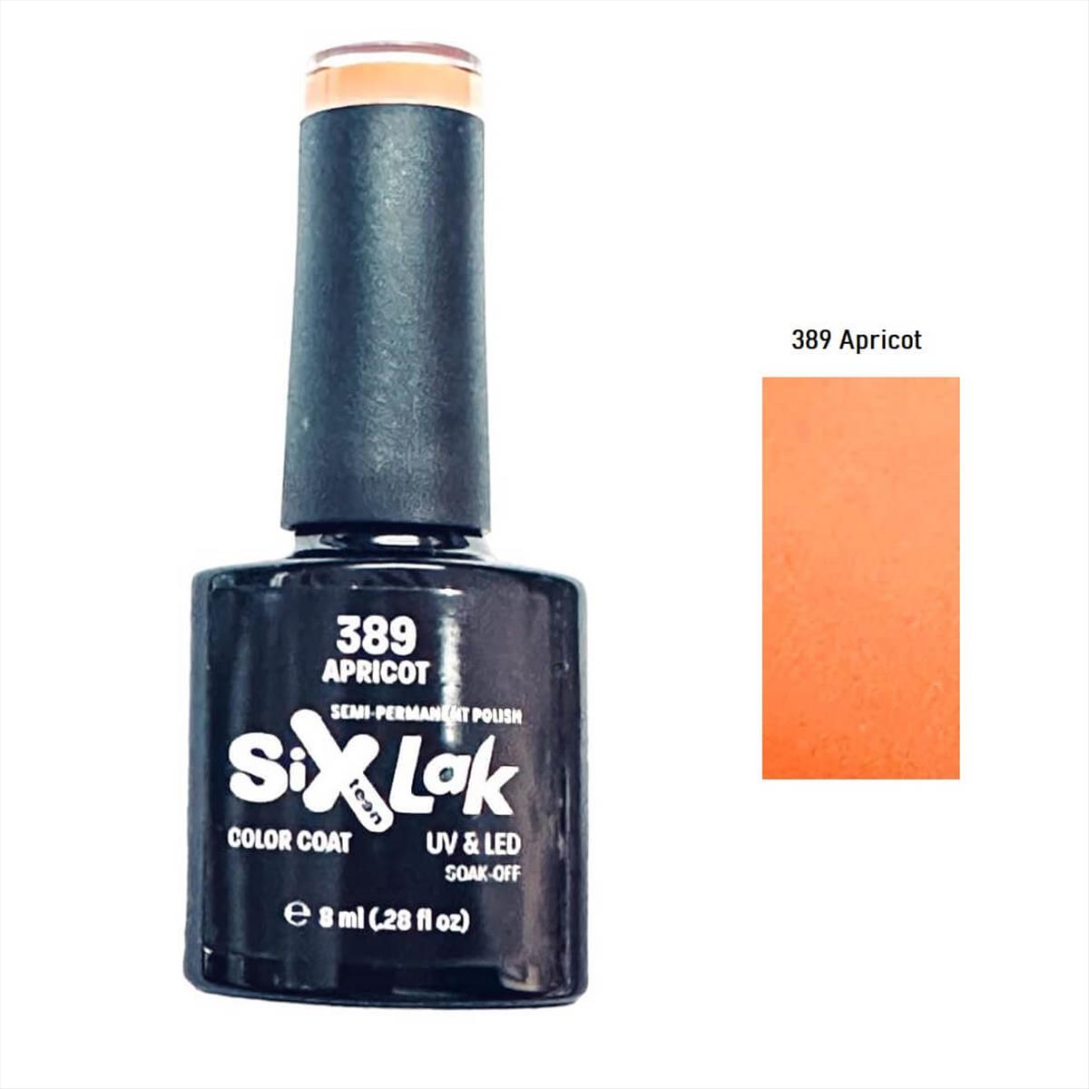 Ημιμόνιμο Βερνίκι SixLak Uv & Led Soak Off No389 Apricot 8ml