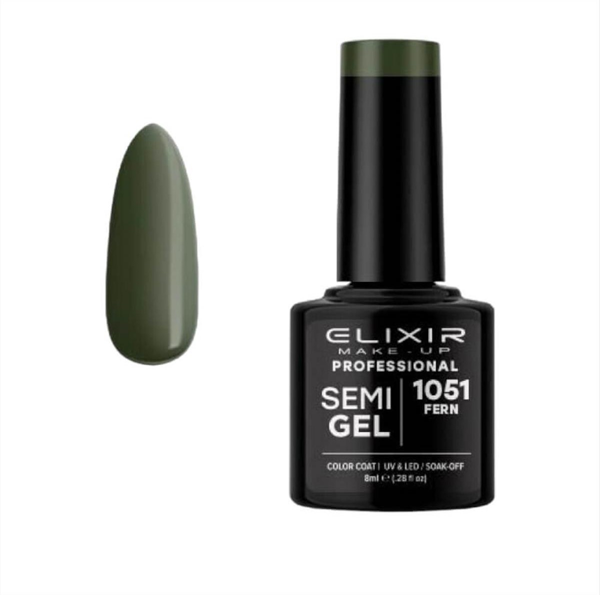 Ημιμόνιμο Βερνίκι Elixir Semi Gel Uv&Led 1051 Fern 8ml