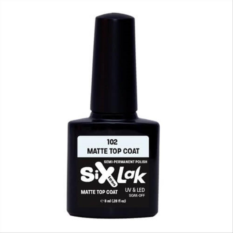 Ημιμόνιμο Βερνίκι SixLak Uv & Led Soak Off No102 Matte Top Coat 8ml