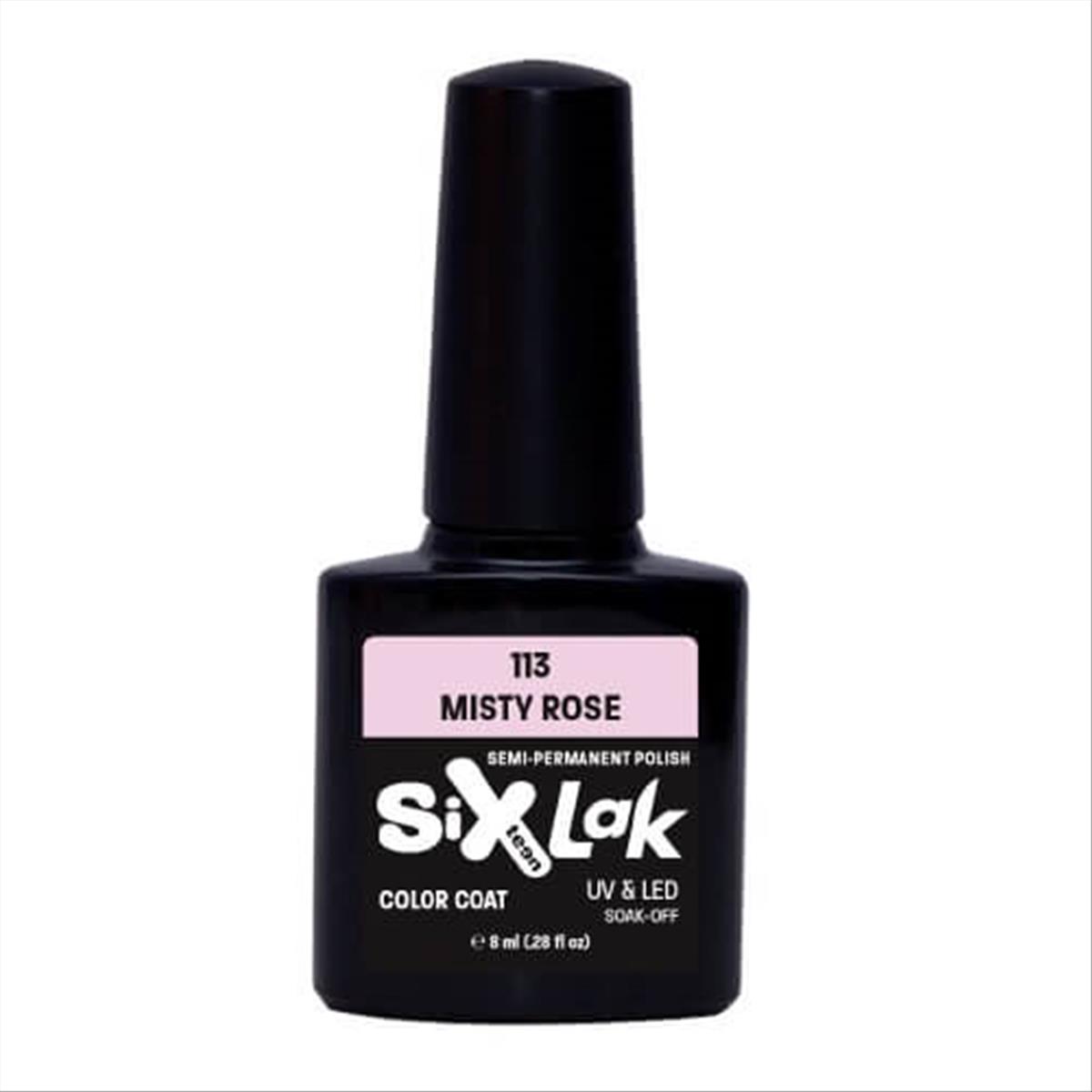 Ημιμόνιμο Βερνίκι SixLak Uv & Led Soak Off No113 Misty Rose 8ml