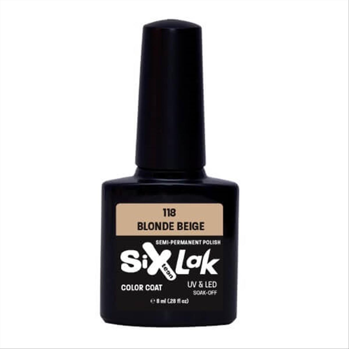 Ημιμόνιμο Βερνίκι SixLak Uv & Led Soak Off No118 Blonde Beige 8ml